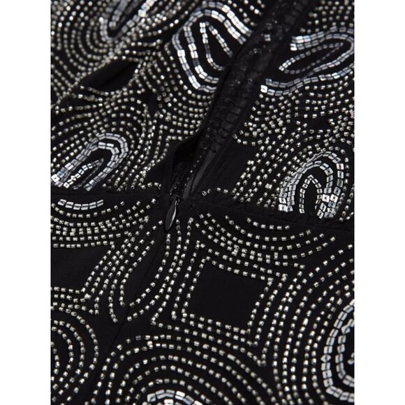 Kooples Black Rhinestone Embellished Mini Dress Wide Sleeve US Size 2 - Picture 8 of 14